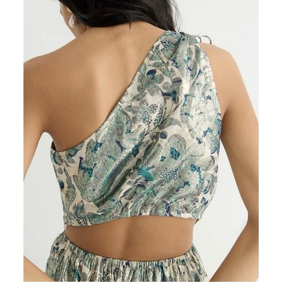 J.Crew Collection One-Shoulder Metallic Silk Maxi Dress – Size 4 - Picture 6 of 10